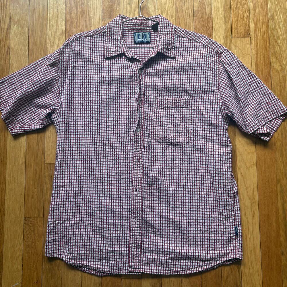 Massive Button Down Shirt Mens L Red White Plaid Gingham Skate Surf Grunge Y2K
